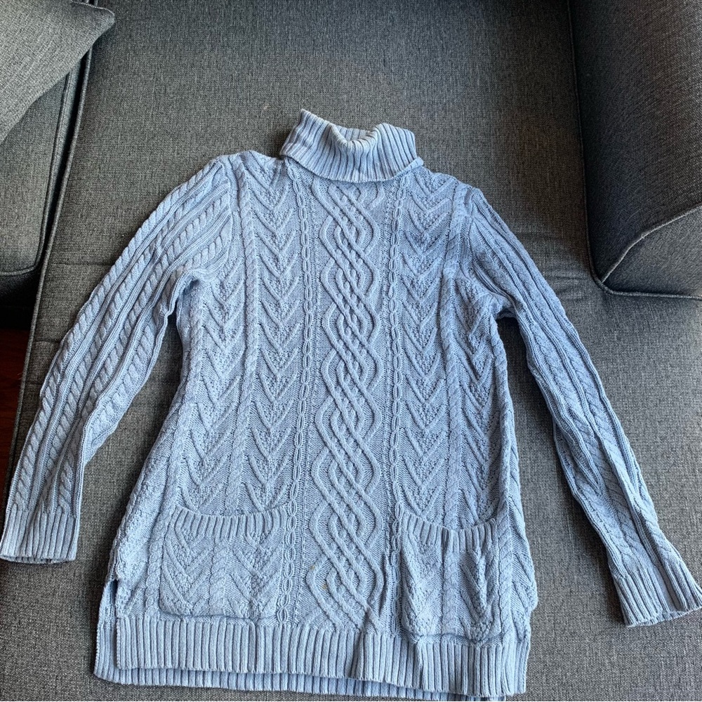 Blueish Grey Turtleneck Sweater Tunic
